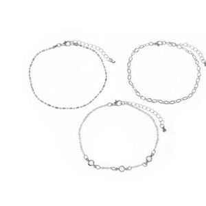 Silver Dainty Chain Bracelets Set